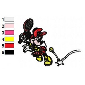 Minnie Mouse Playing Tennis Embroidery Design